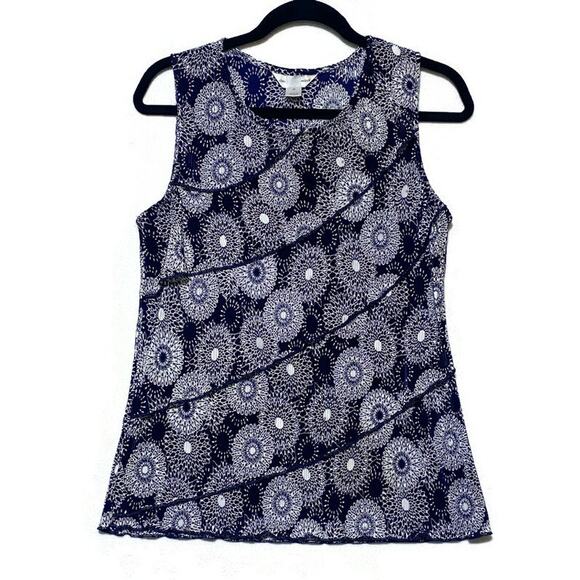 Christopher and Banks Sleeveless Top Women's Medium Pullover Blue and White - Picture 1 of 7